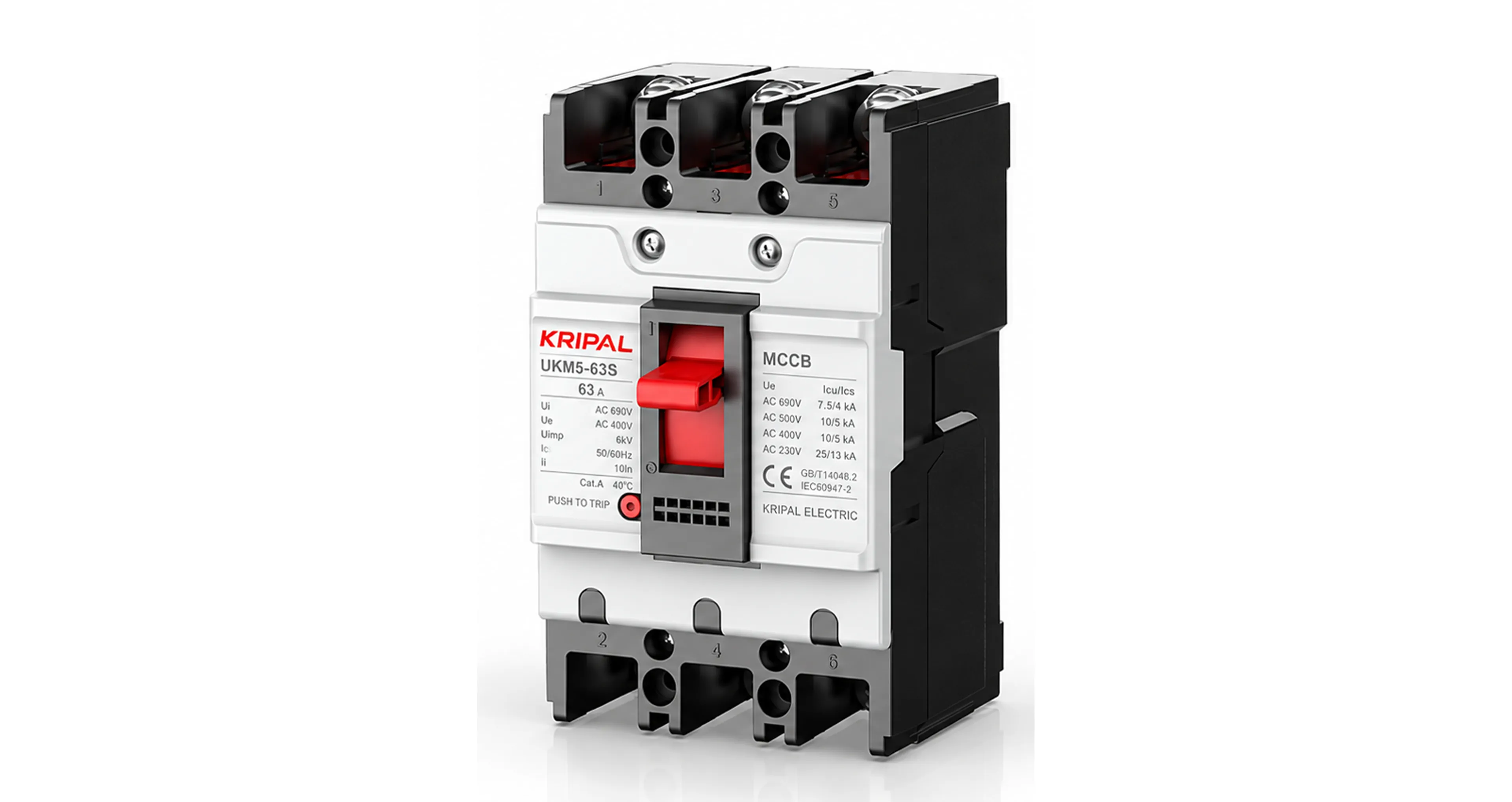 KRIPAL UKM5-63 (10A ~ 100A) (CE, IEC:60947-2 & GB/T 14048.2 CERTIFIED)